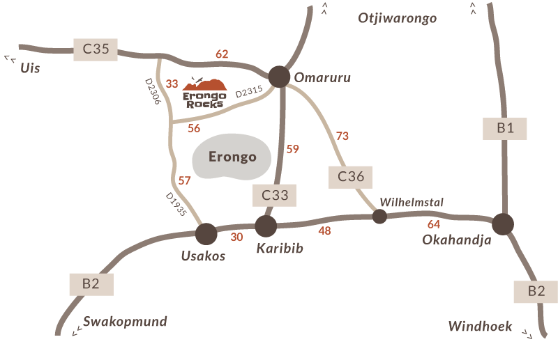 Erongo Rocks Directions Map